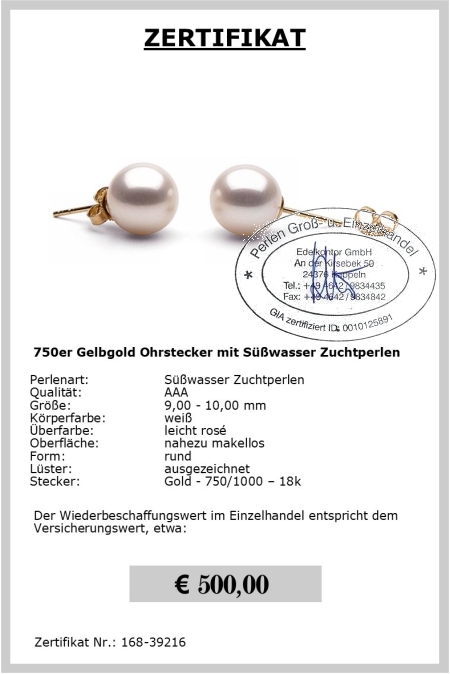 Weie Perlen Ohrstecker in 750er Gold online bestellen
