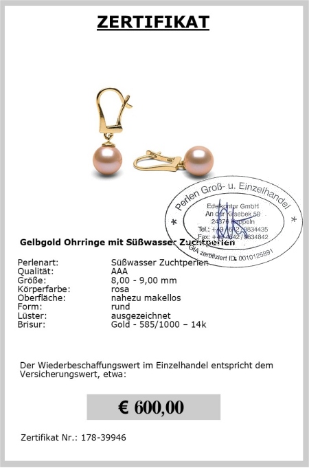 Perlen Ohrringe in rosa online kaufen