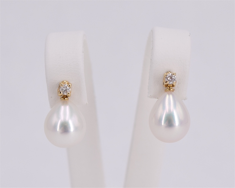 Perlen Ohrringe tropfenform 8.0 - 9.0 mm