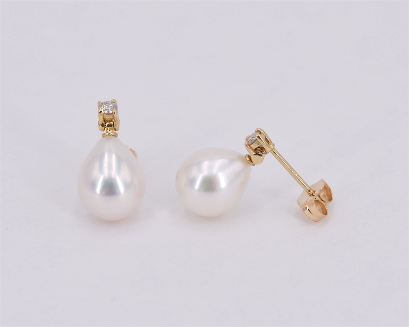 Perlen Ohrringe tropfenform 8.0 - 9.0 mm