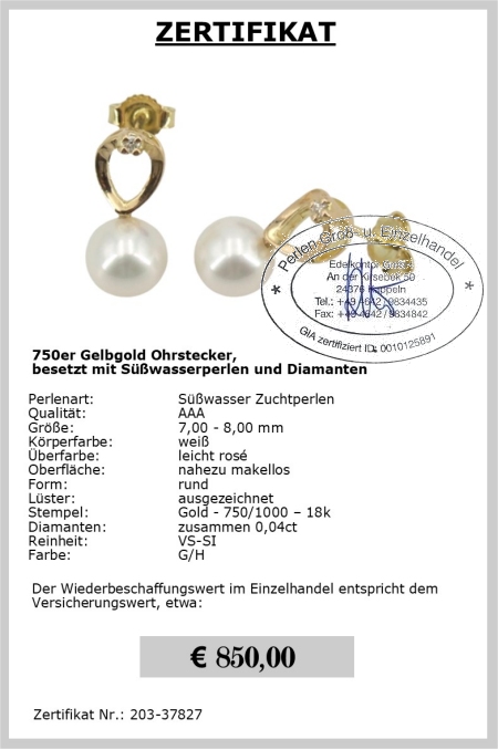 Perlen Ohrstecker als Perlenschmuck fr die Braut