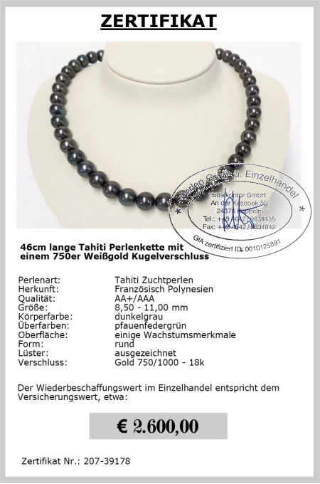 Tahiti Perlenkette dunkel vom Edelkontor