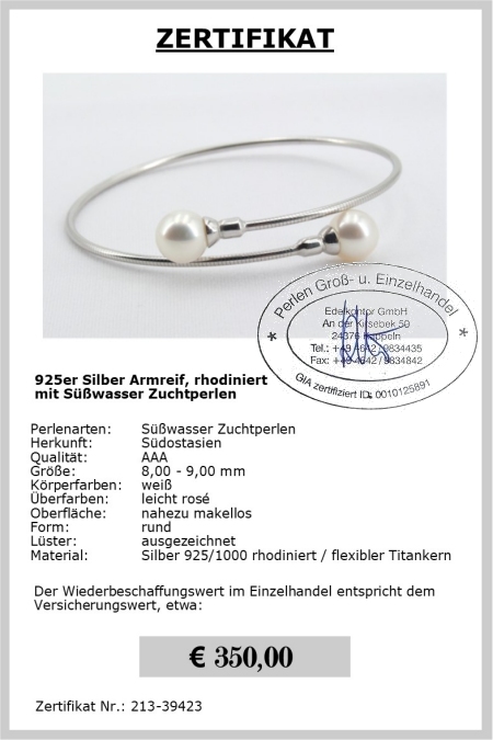 Armreif mit Perlen 8.0 - 9.0 mm