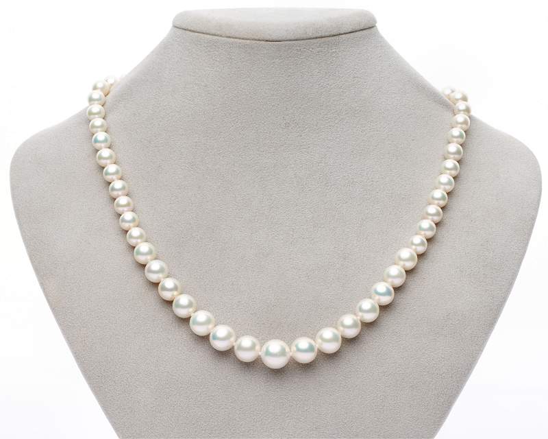 Echte Perlenkette Verlauf 3.0 - 7.0 mm, 585er / 750er Gold