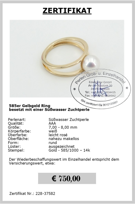 Perlenring aus 585 Gelbgold jetzt online bestellen
