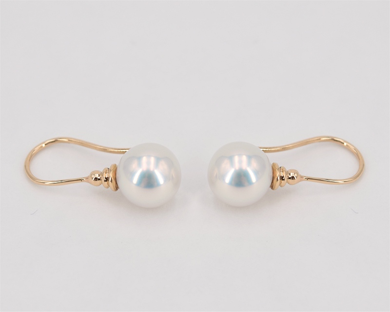 Perlen Ohrringe weiß 8.0 - 9.0 mm in 585er Gelbgold