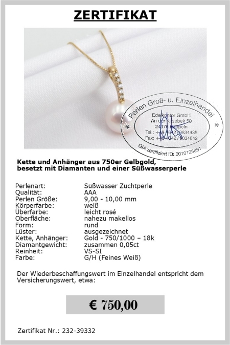 Goldkette mit Perle vom Edelkontor