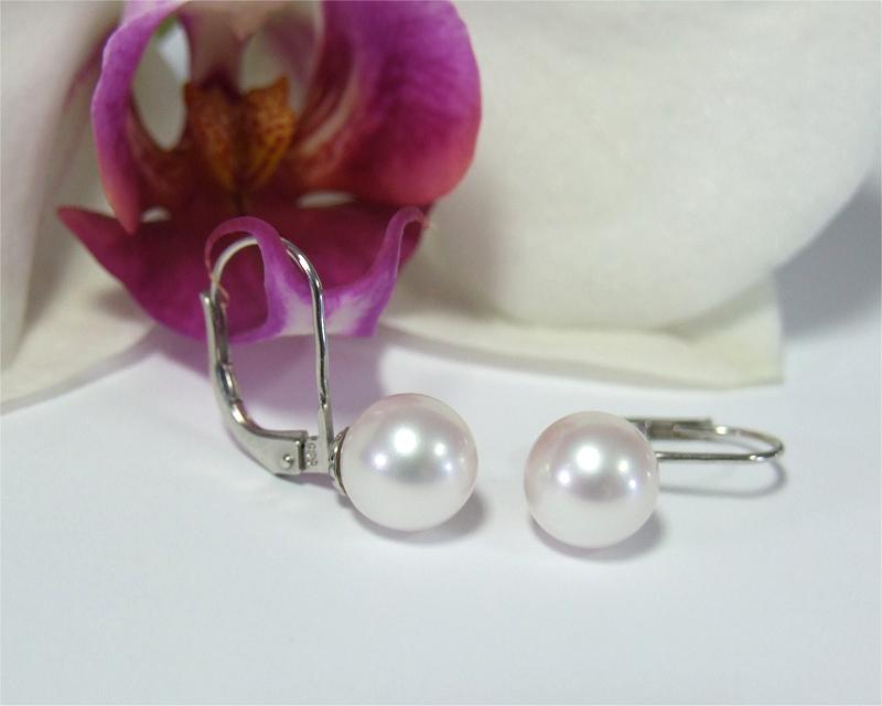 Perlenohrringe wei� aus 750er Gold - Edelkontor