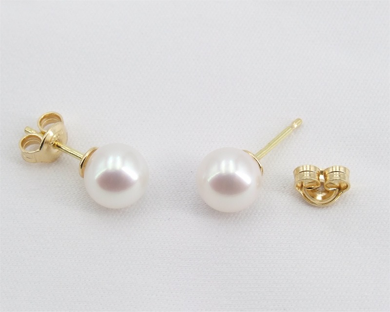 Ohrstecker mit Perlen 7.0 - 8.0 mm in Gelbgold - Edelkontor