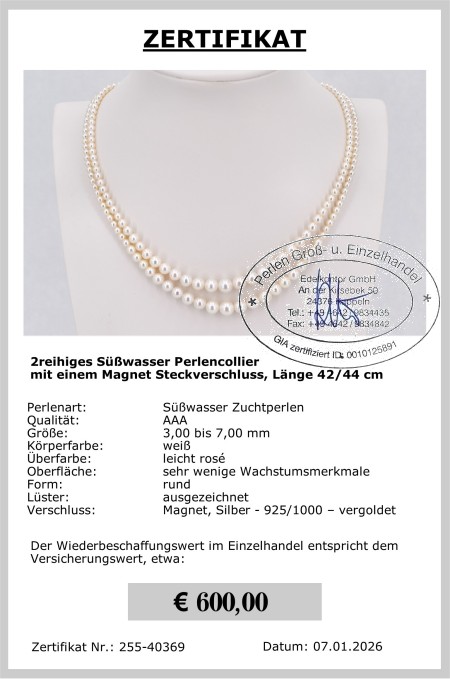 Perlenkette echt 20er Jahre, 3.0 - 7.0 mm von Edelkontor