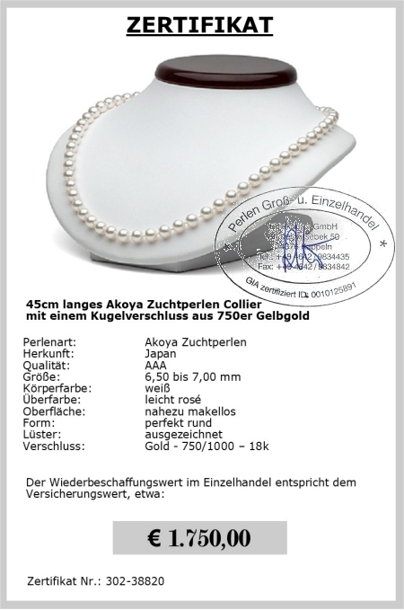Akoya Perlencollier zu Hause online bestellen