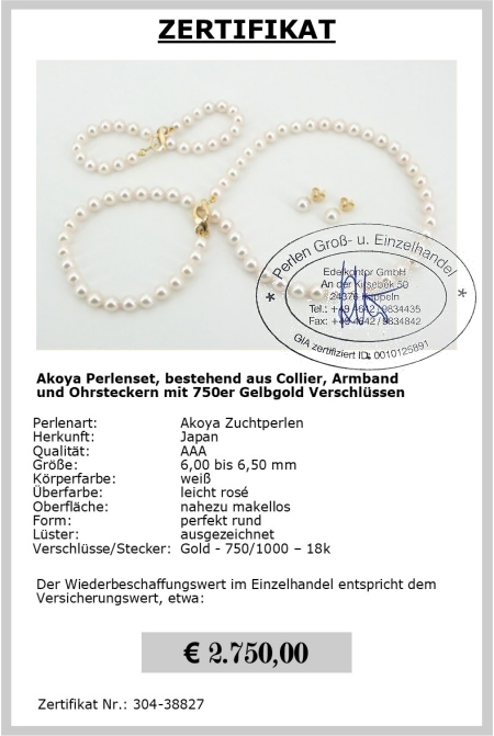 Perlen Set aus Akoya Zuchtperlen online kaufen