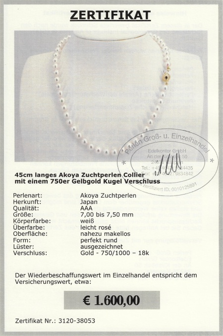 Akoya Perlencollier in 45cm Lnge online kaufen