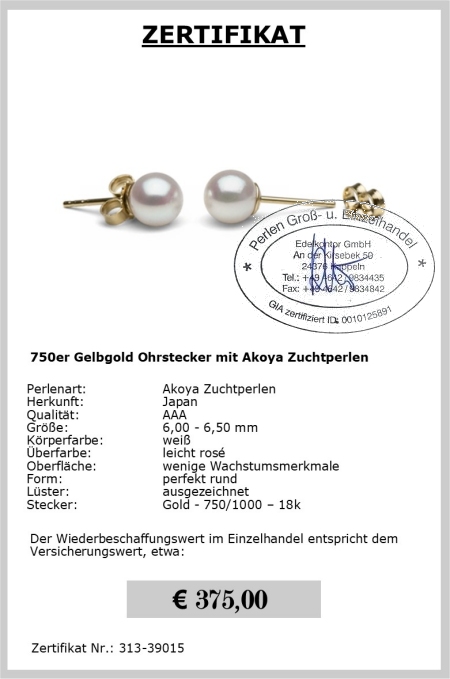 Perlen Ohrstecker aus Akoya Perlen von Edelkontor