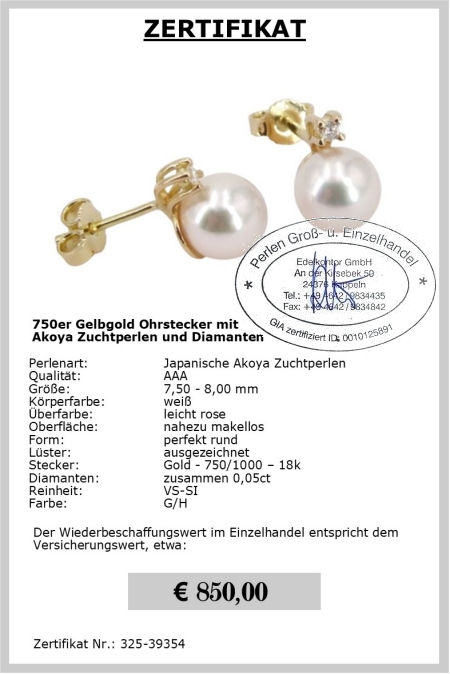 Perlen Ohrstecker mit Brillanten sicher bestellen