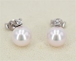 Perlen Ohrstecker 7.5 - 8.0 mm mit Brillanten