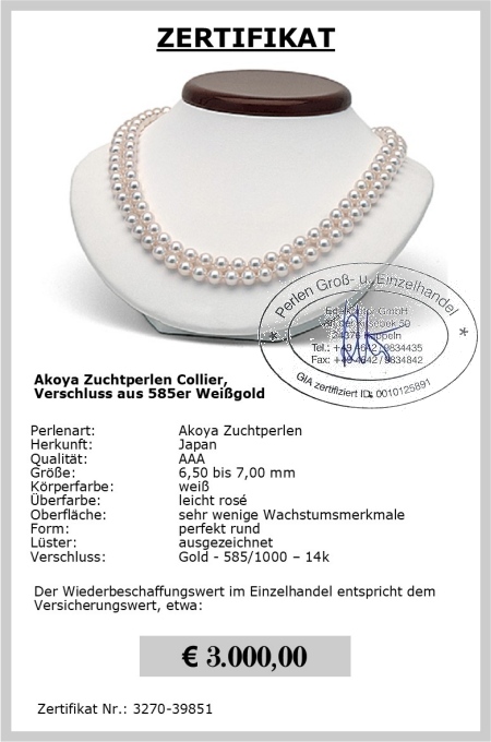 Perlenhochzeit - 2reihige Akoya Perlenkette kaufen