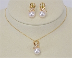 Akoya Zuchtperlen Set mit Diamanten 0,15 ct | Perfekt Rund 8,5 - 9,0 mm AAA | Set Gold 750er - 18K