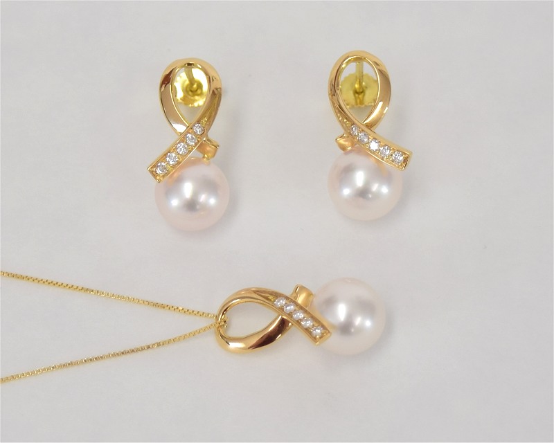 Akoya Zuchtperlen 8.5 - 9.0 mm Schmuck Set