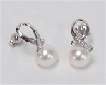 Perlen Ohrringe<br>mit Diamanten<br>8.5 - 9.0 mm