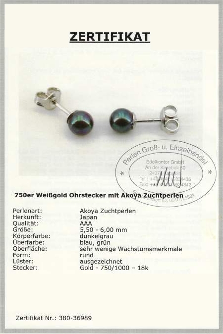 Perlen Ohrstecker schwarz vom Edelkontor