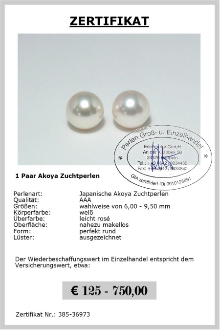 Einzelne Akoya Perlen vom Edelkontor