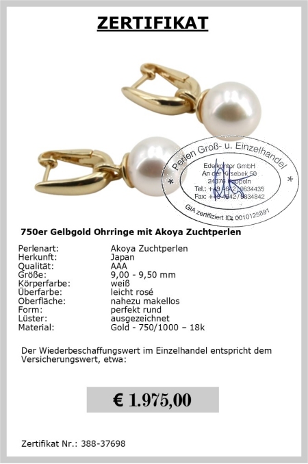 Perlenohrringe mit japanischen Akoya Perlen