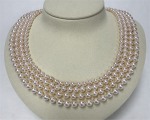 Edle Akoya Perlenkette 4-reihig | Rund 5,0 - 7,0 mm AAA | Verschluss Gold 750er - 18K | Edelkontor