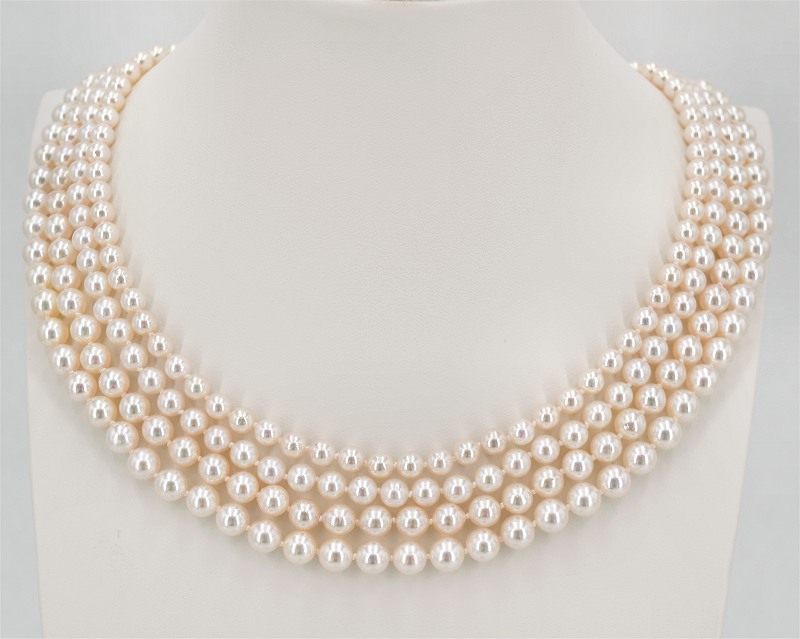 Perlenschmuck echt, Perlenkette mehrreihig 5.0 - 7.0 mm