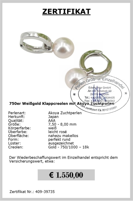 Akoya Perlenohrringe aus 750er Weigold