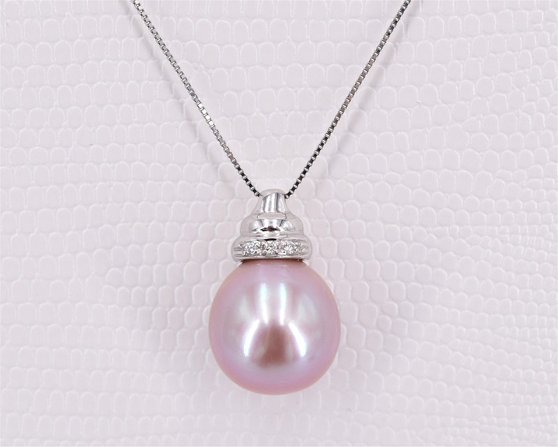 Collier mit Perle 13.0 - 14.0 mm und Diamanten