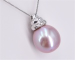 Collier mit Perle 13.0 - 14.0 mm und Diamanten