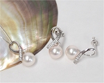 Akoya Perlen Set mit Diamanten 0,15 ct | Perfekt Rund 8,5 - 9,0 mm AAA | Set Gold 750er - 18K