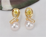 Perlenohrstecker Gold mit Diamanten 0,10 ct | Perfekt Rund 8,5 - 9,0 mm AAA | Ohrstecker Gold 750er