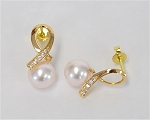 Perlenohrstecker Gold mit Diamanten 0,10 ct | Perfekt Rund 8,5 - 9,0 mm AAA | Ohrstecker Gold 750er