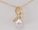 Perlenanhnger Gold<br>mit Diamanten<br>8.5 - 9.0 mm
