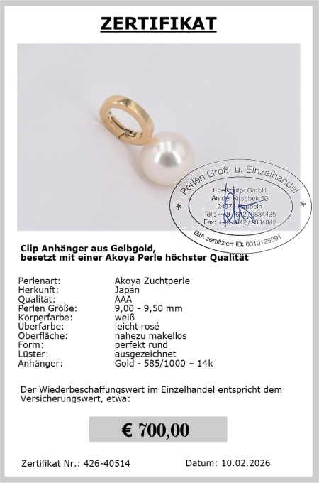 Perlen Anh�nger in Gelbgold von Edelkontor
