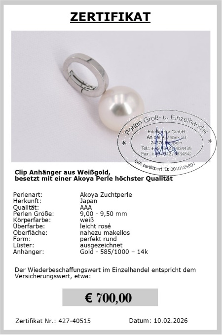 Perlen Anh�nger in Wei�gold von Edelkontor