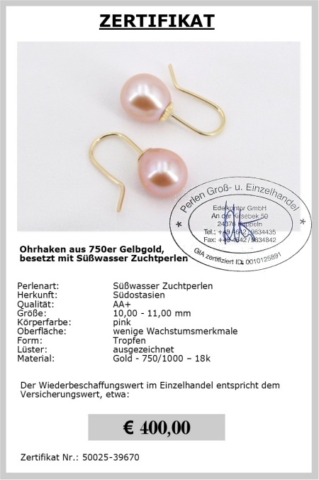 Swasser Ohrhaken Gelbgold bei Edelkontor