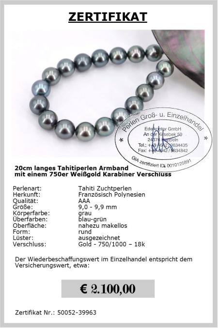 Tahiti Perlen Armband in 750er Gold vom Edelkontor