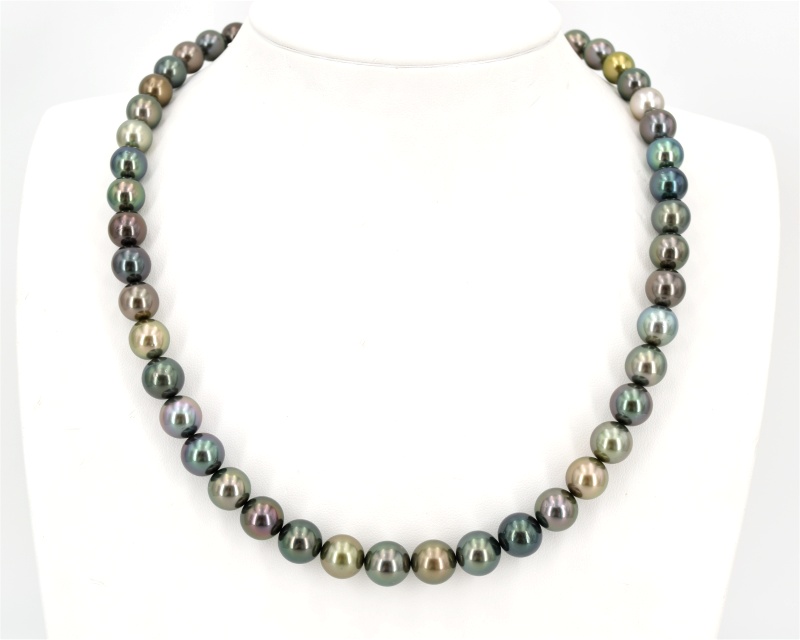 Multicolor Tahitiperlen, Kette AAA Qualit�t, 9.0 - 10.6 mm