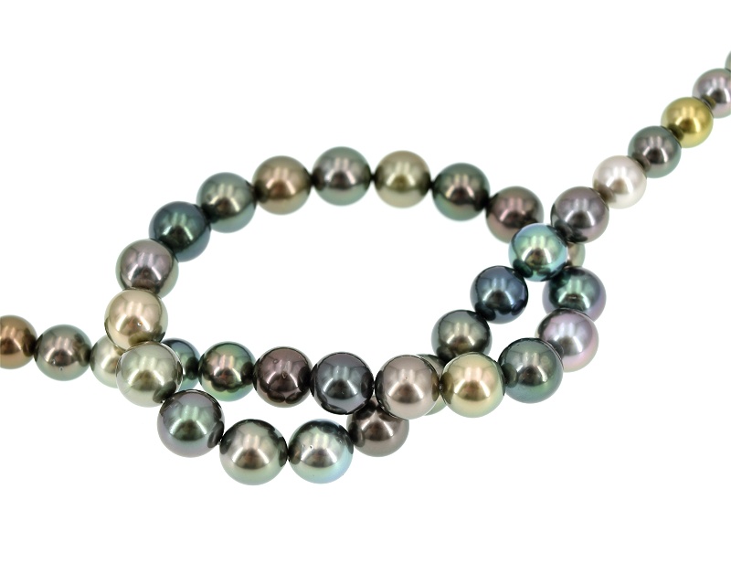 Multicolor Tahitiperlen, Kette AAA Qualit�t, 9.0 - 10.6 mm