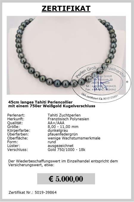 Tahitiperlen Kette pfauenfedergrn online bestellen