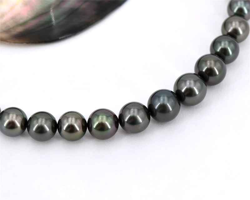 8.0-11.0 mm AA+/AAA Tahitiperlen Kette Gold 750 / 18K inkl. Zertifikat