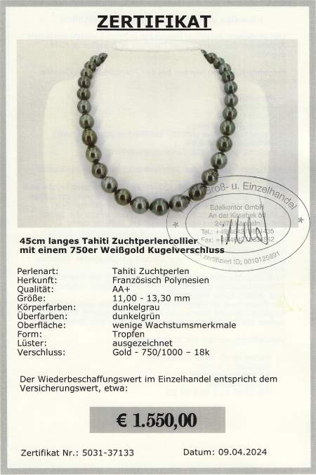 Tahiti Perlenkette in Tropfenform online kaufen