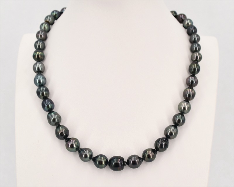 9.0-10.8 mm Tahitiperlen Collier in AA+/AAA Qualit�t - Edelkontor