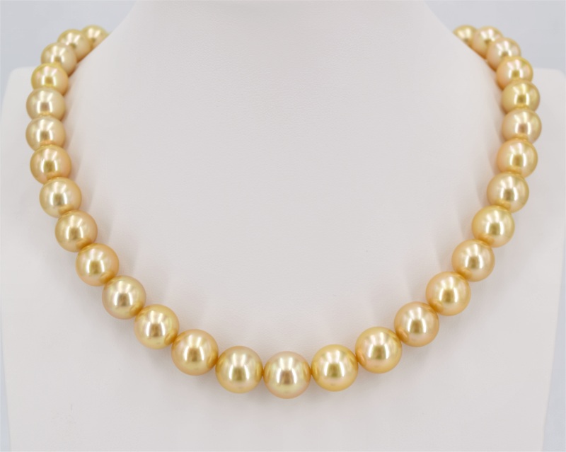 Perlenkette S�dseeperlen 9.1 - 12.3 mm, Farbe Gold