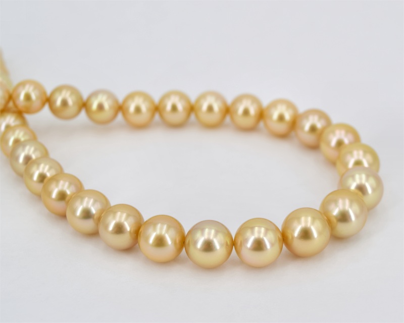 Perlenkette S�dseeperlen 9.1 - 12.3 mm, Farbe Gold