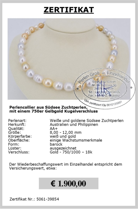 Perlencollier aus Sdseeperlen vom Edelkontor