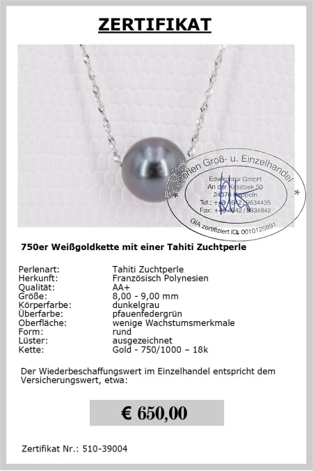 Goldkette mit Tahitiperle vom Edelkontor